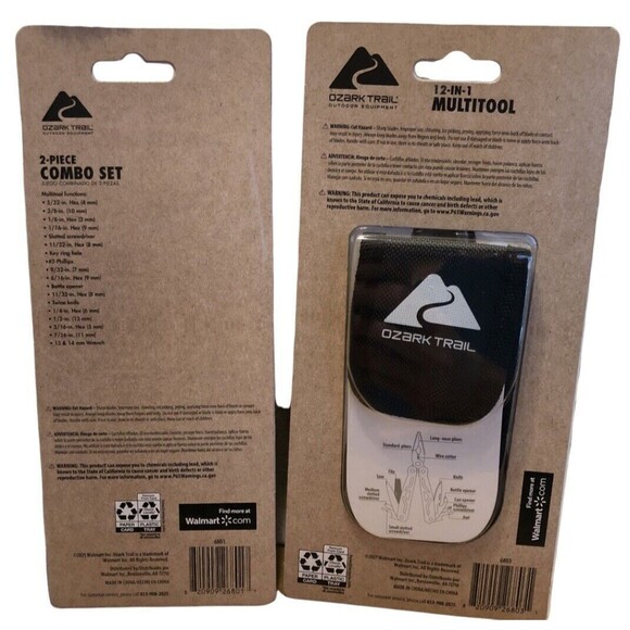 Ozark Trail 12 in 1 Multitool 2pc Knife Key Stainless Steel 18 Function Tool Set - Picture 2 of 4